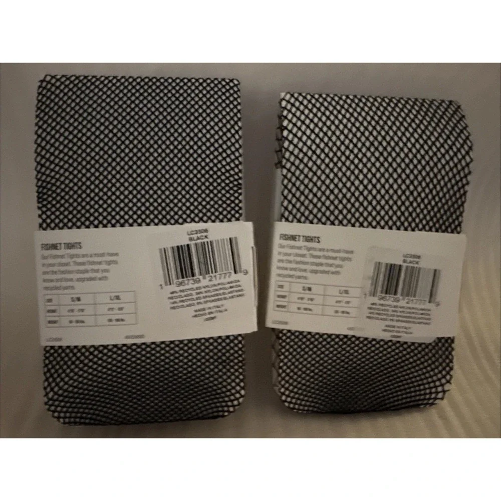 Lot of 6 L'eggs Fishnet Tights Black S/M Soft Recycled Fibers NWT Hosiery